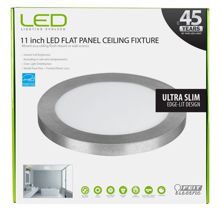 Feit Electric LED 11 in. W X 11 in. L Nickel LED Flat Panel Light Fixture FP11/4WY/NK